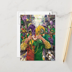 Mardi Gras Happy Jester Briefkaart