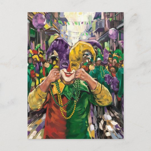 Mardi Gras Happy Jester Briefkaart (Voorkant)