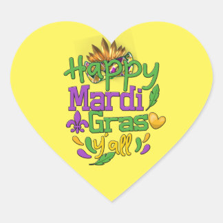 Mardi Gras - Happy Mardi Gras Y'all Throw Hart Sticker