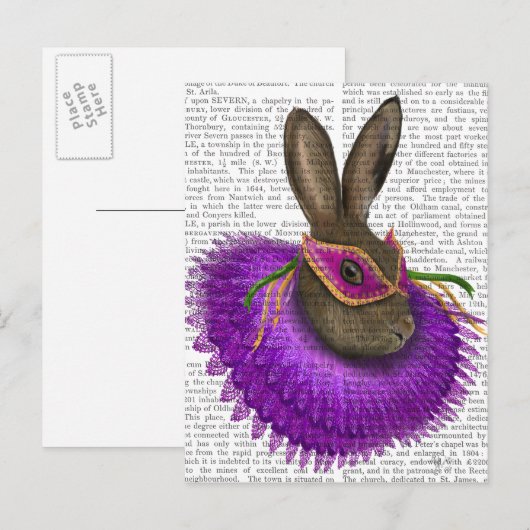 Mardi Gras Hare 2 Briefkaart (Voorkant / Achterkant)