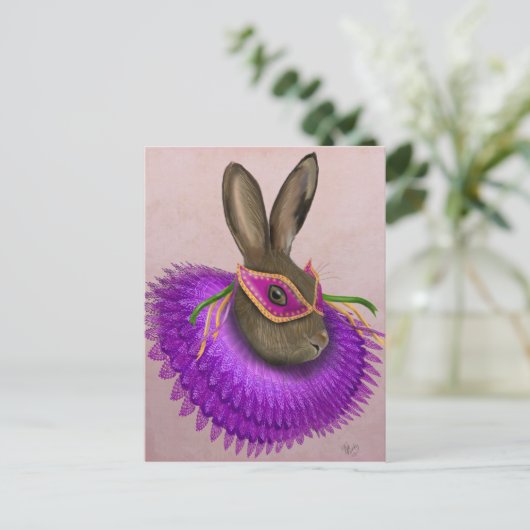 Mardi Gras Hare 4 Briefkaart (Staand voorkant)