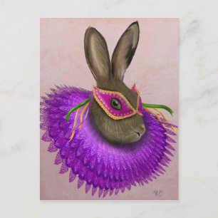 Mardi Gras Hare 4 Briefkaart