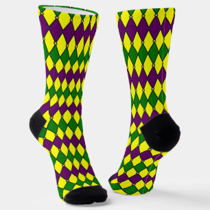 Mardi Gras Harlekijn Diamant Patroon Sokken