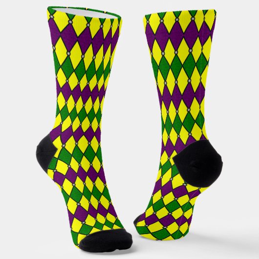 Mardi Gras Harlekijn Diamant Patroon Sokken (Gebogen)
