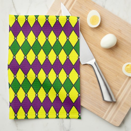 Mardi Gras Harlekijn Diamant Patroon Theedoek (Quarter Fold)