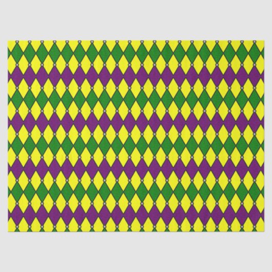 Mardi Gras Harlekijn Diamant Patroon Tissuepapier (Voorkant)