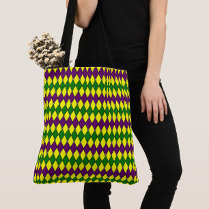 Mardi Gras Harlekijn Diamant Patroon Tote Bag