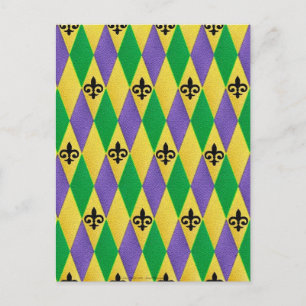 Mardi Gras Harlekijn Fleur De Lis Briefkaart