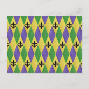 Mardi Gras Harlekijn Fleur De Lis Briefkaart