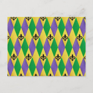 Mardi Gras Harlekijn Fleur De Lis Briefkaart