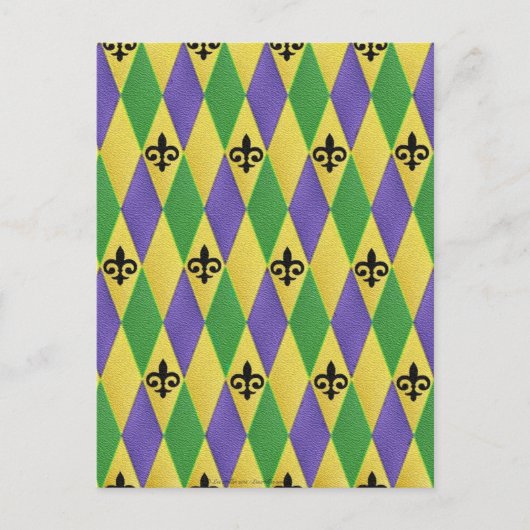 Mardi Gras Harlekijn Fleur De Lis Briefkaart (Voorkant)