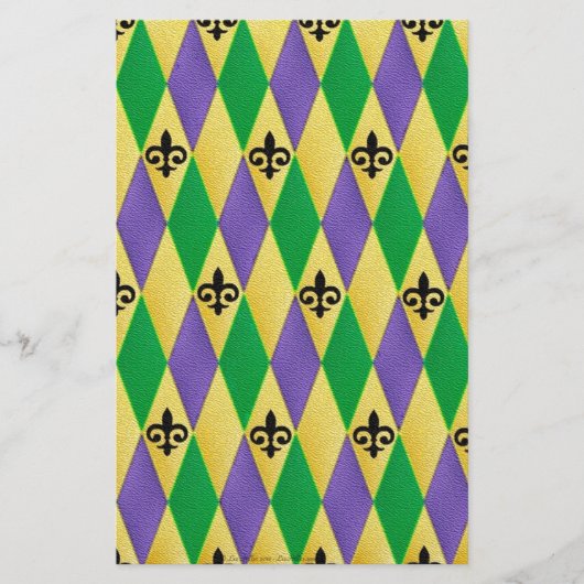 Mardi Gras Harlekijn Fleur De Lis Briefpapier (Voorkant)