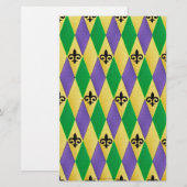 Mardi Gras Harlekijn Fleur De Lis Briefpapier (Voorkant / Achterkant)