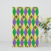 Mardi Gras Harlekijn Fleur De Lis Briefpapier (Staand voorkant)