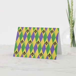 Mardi Gras Harlekijn Fleur De Lis Kaart