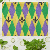 Mardi Gras Harlekijn Fleur De Lis Keukenhanddoeken (Gevouwen)