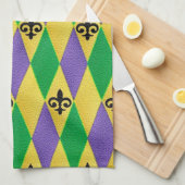 Mardi Gras Harlekijn Fleur De Lis Keukenhanddoeken (Quarter Fold)