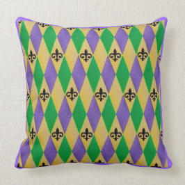 Mardi Gras Harlekijn Fleur De Lis Kussen