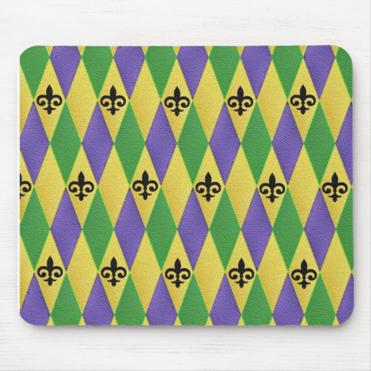 Mardi Gras Harlekijn Fleur De Lis Muismat (Voorkant)