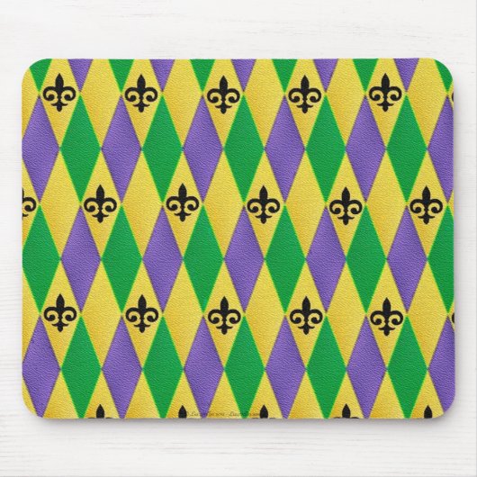 Mardi Gras Harlekijn Fleur De Lis Muismat (Voorkant)