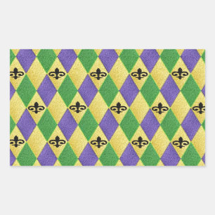 Mardi Gras Harlekijn Fleur De Lis Rechthoekige Sticker