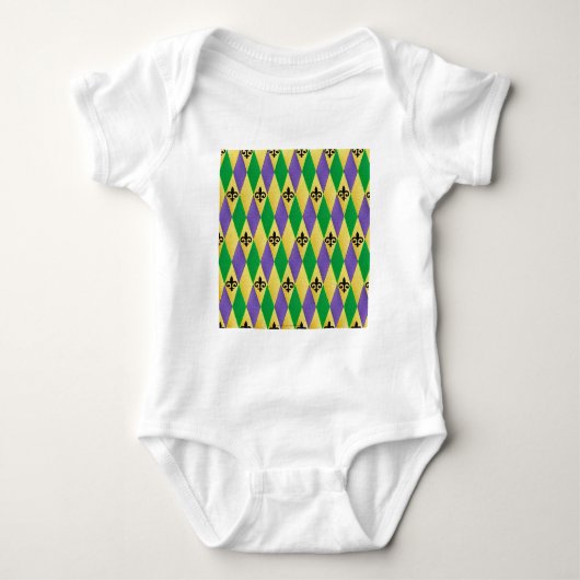 Mardi Gras Harlekijn Fleur De Lis Romper (Voorkant)