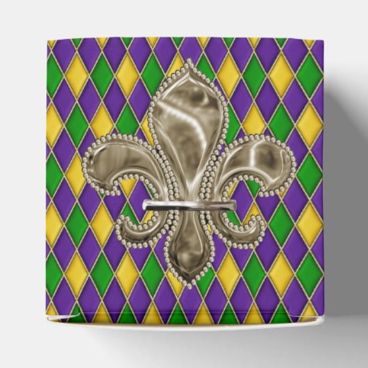Mardi Gras Harlekijnpatroon met Fleur de Lis Bedankdoosjes (Bovenkant)