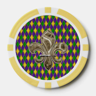 Mardi Gras Harlekijnpatroon met Fleur de Lis Pokerchips