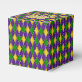 Mardi Gras Harlekijnpatroon met kroon2 Bedankdoosjes (Voorkant Zijde)