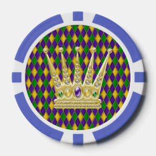 Mardi Gras Harlekijnpatroon met kroon 2 Pokerchips