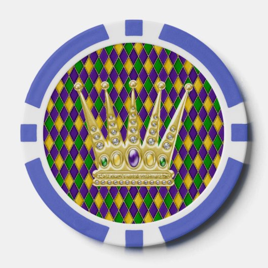 Mardi Gras Harlekijnpatroon met kroon 2 Pokerchips (Voorkant)