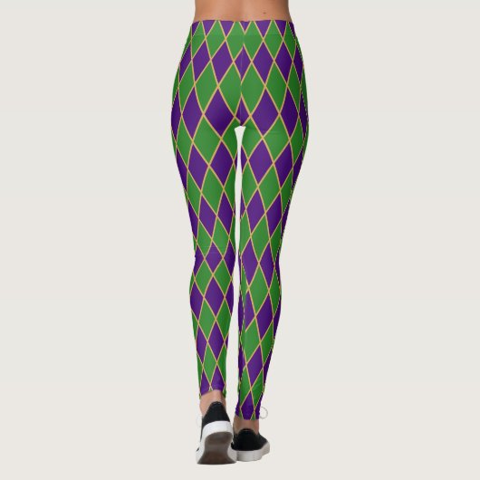 Mardi Gras | harlekijnruitpatroon Leggings (Achterkant)