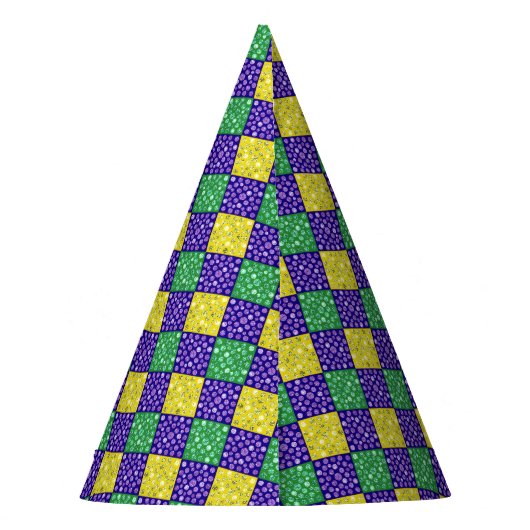 Mardi Gras Harlequin Diamond Carnival Patroon Feesthoedjes (Achterkant)