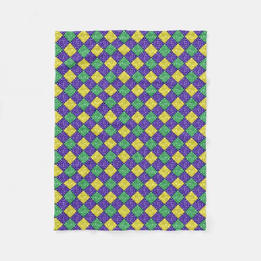 Mardi Gras Harlequin Diamond Carnival Patroon Fleece Deken (Voorkant)