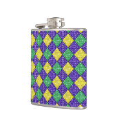 Mardi Gras Harlequin Diamond Carnival Patroon Heupfles (Links)