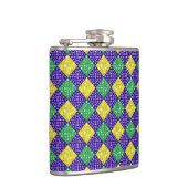 Mardi Gras Harlequin Diamond Carnival Patroon Heupfles (Rechts)