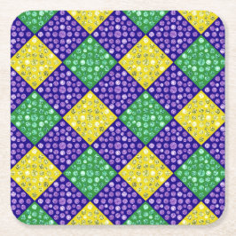 Mardi Gras Harlequin Diamond Carnival Patroon Kartonnen Onderzetters
