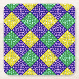 Mardi Gras Harlequin Diamond Carnival Patroon Kartonnen Onderzetters