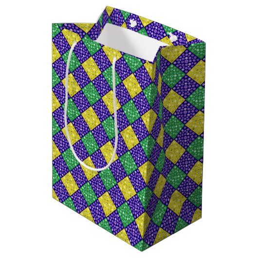 Mardi Gras Harlequin Diamond Carnival Patroon Medium Cadeauzakje (Achterkant Gekanteld)