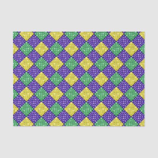 Mardi Gras Harlequin Diamond Carnival Patroon Tissuepapier (Voorkant)