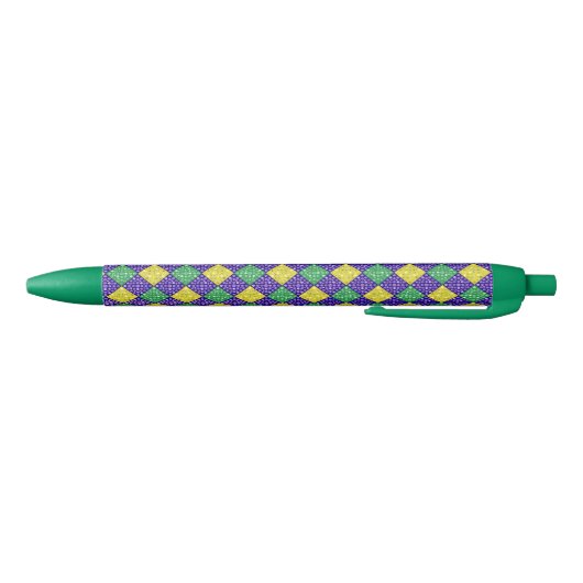 Mardi Gras Harlequin Diamond Carnival Patroon Zwarte Inkt Pen (Bodem)