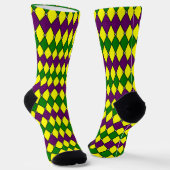 Mardi Gras Harlequin Diamond Pattern Sokken (Gebogen)