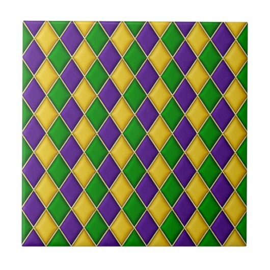 Mardi Gras Harlequin Diamond Pattern Tegels Tegeltje (Voorkant)