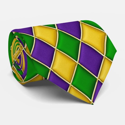 Mardi Gras Harlequin Diamond Stropdas (Opgerold)
