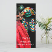 MARDI GRAS HARLEQUIN FEESTKLEDING MASQUERADE FEest Kaart (Staand voorkant)