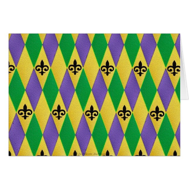 Mardi Gras Harlequin Fleur De Lis (Voorkant Horizontaal)
