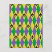 Mardi Gras Harlequin Fleur De Lis Briefkaart (Voorkant)