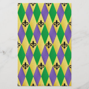 Mardi Gras Harlequin Fleur De Lis Briefpapier