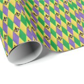Mardi Gras Harlequin Fleur De Lis Cadeaupapier (Rol Hoek)