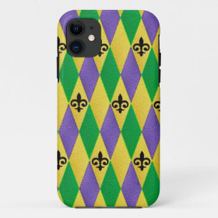 Mardi Gras Harlequin Fleur De Lis iPhone 11 Hoesje